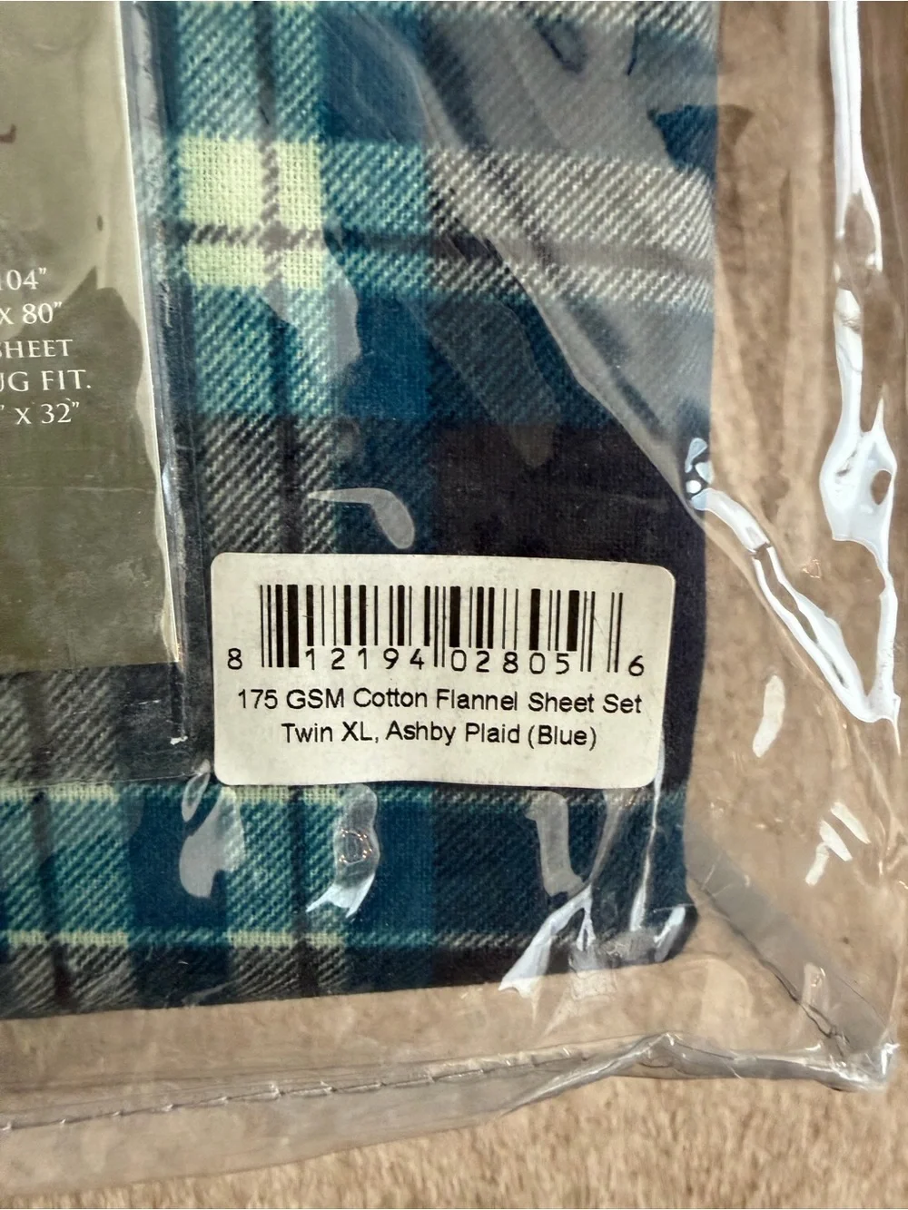 Twin XL Heavyweight Flannel Sheet Set - Blue Plaid